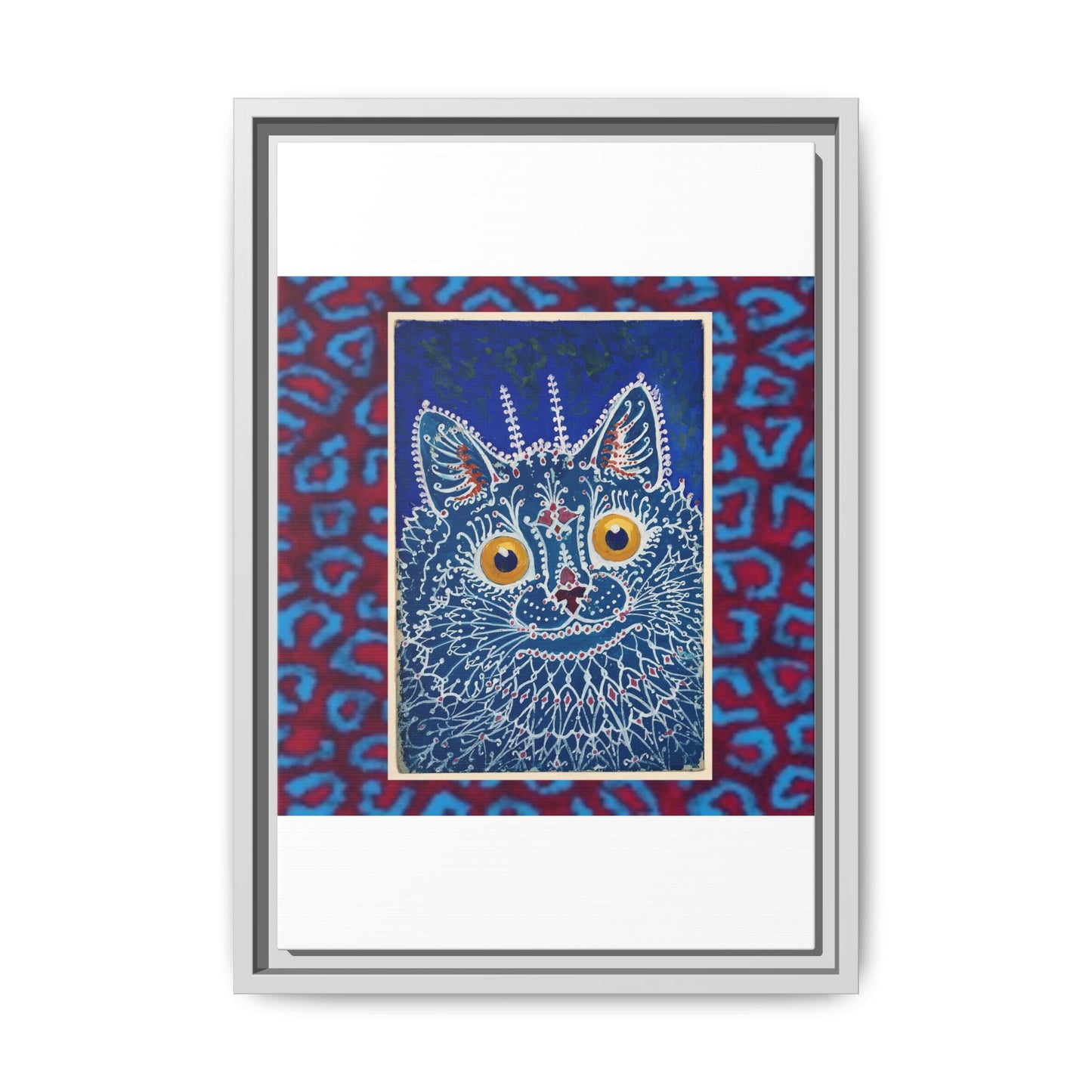 Colorful Cat Framed Matte Canvas Art - Whimsical Home Decor