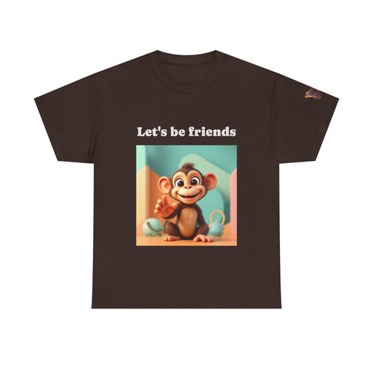 Playful Monkey T-shirt - "Let's Be Friends" Shirt
