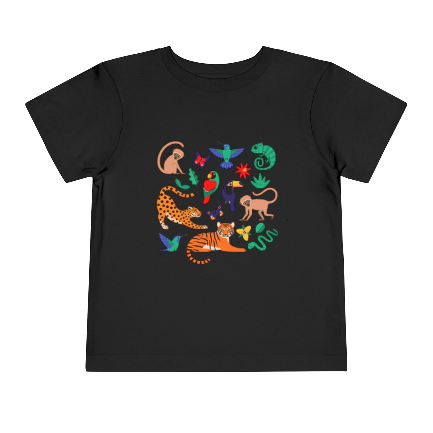 Wildlife Adventure Toddler Short Sleeve Tee - Fun Black Animal Print Shirt