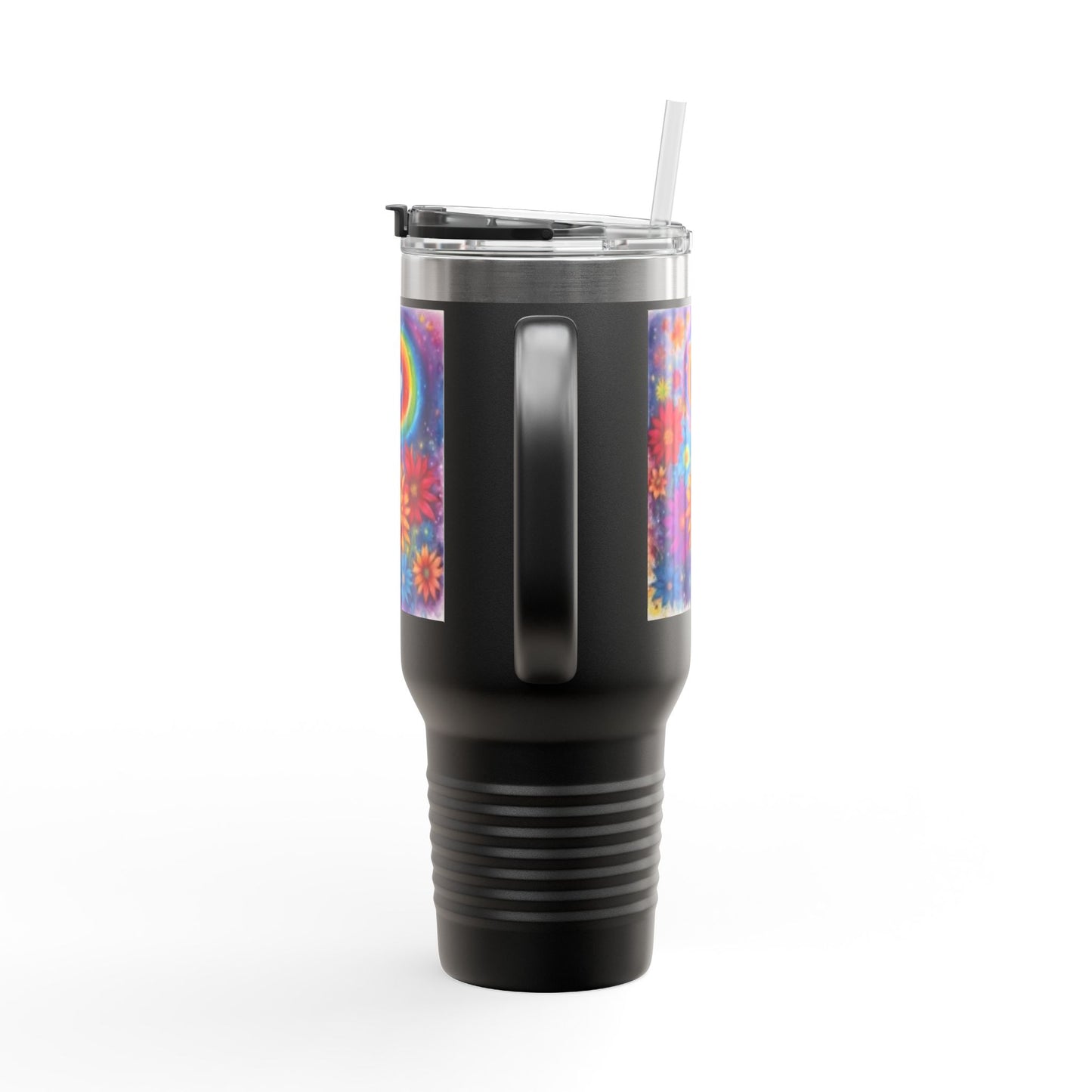 Colorful Floral Insulated Travel Mug - 40oz Rainbow Design