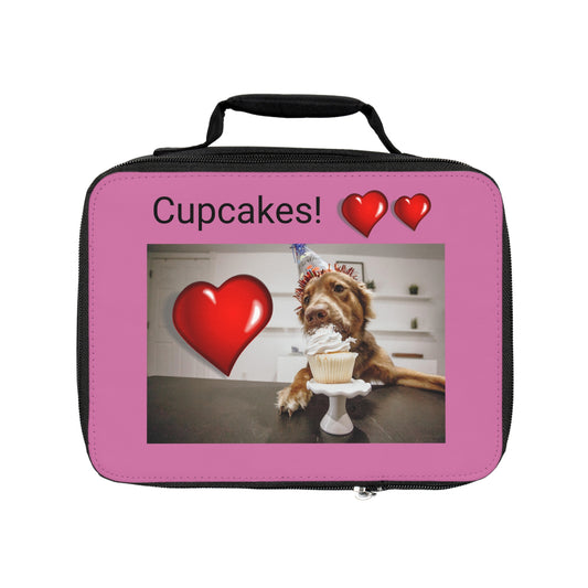 Lunch Bag Cupcake Heart Dog Eating Cupcake