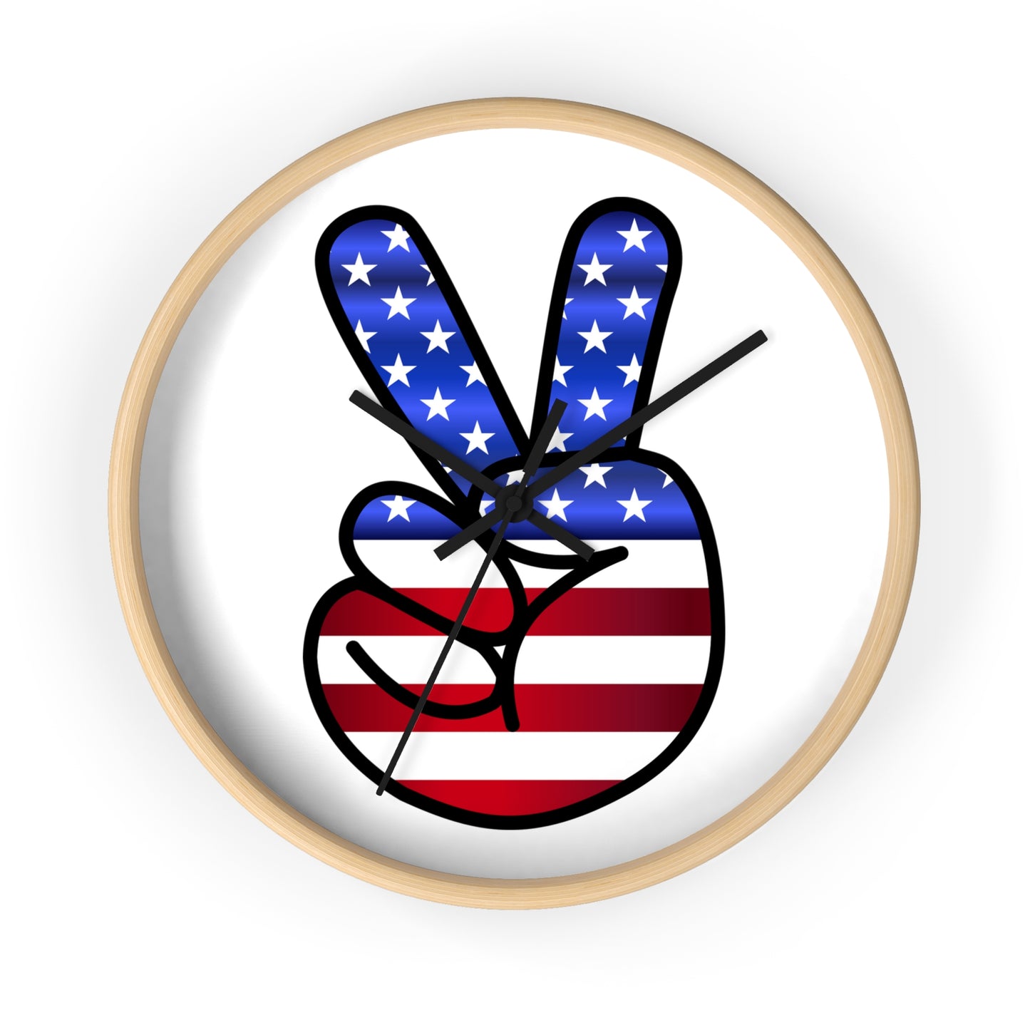 Wall Clock Red White Blue Peace Sign