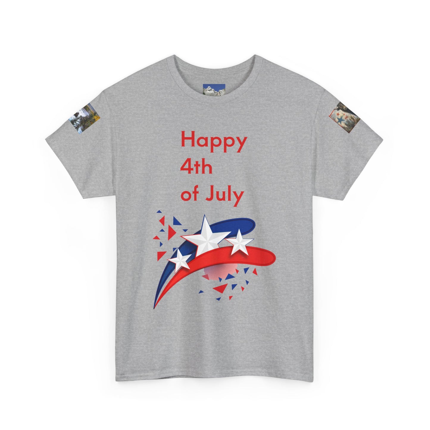 Happy 4th of July Unisex Heavy Cotton Tee | Patriotic Shirt, Independence Day Gift, Red White Blue Tee, Summer Celebration, Casual Wear