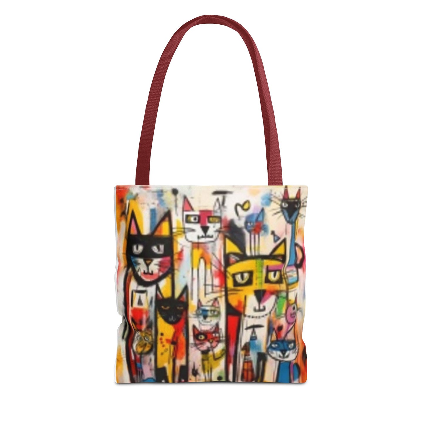 Colorful Cat Art Tote Bag, Cat Lover Gift, Unique Shopping Tote Bag, Whimsical Carryall for Pet Owners