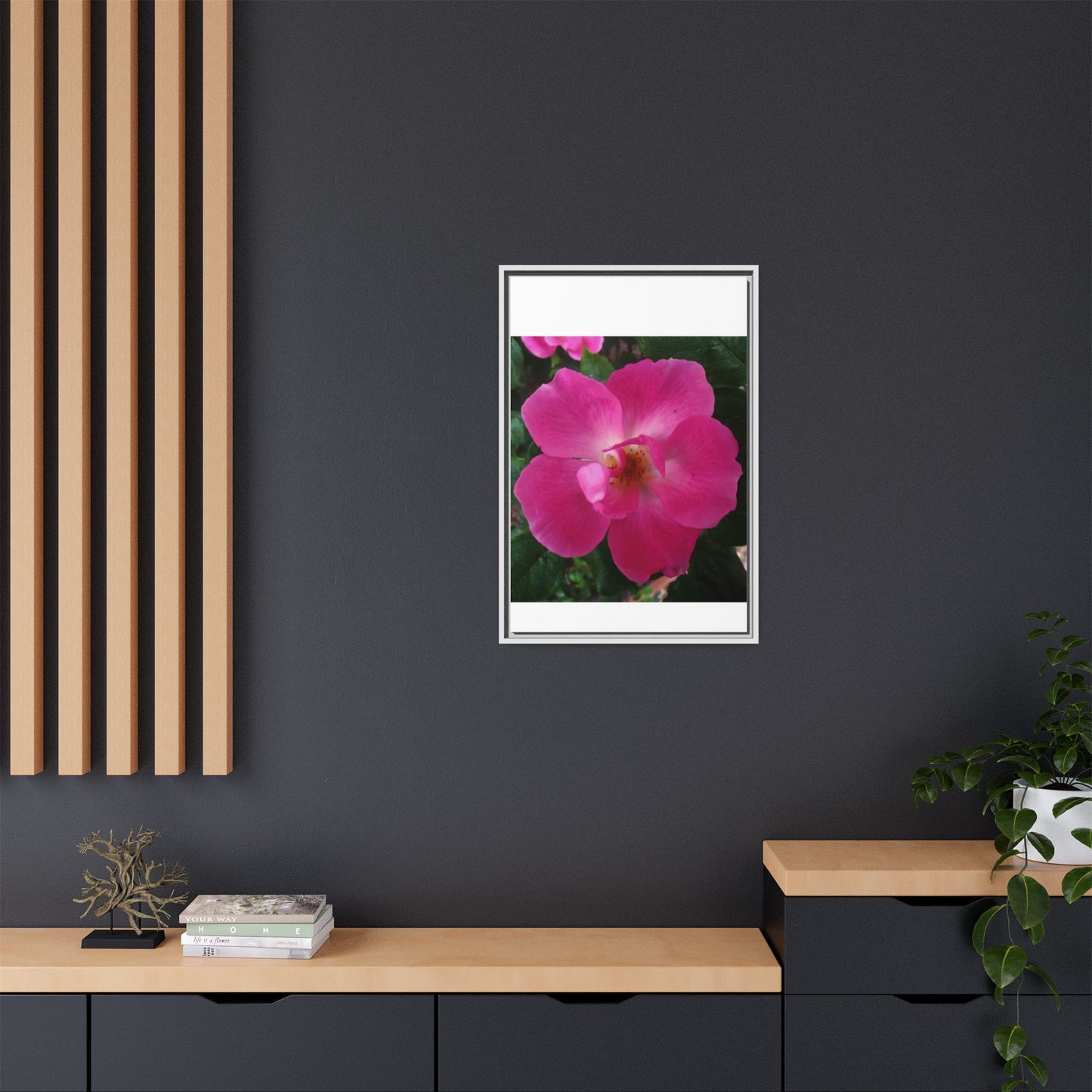 Framed Floral Canvas Art Print | Vibrant Pink Flower Decor, Wall Art for Home, Gift for Her, Mother's Day, Birthday