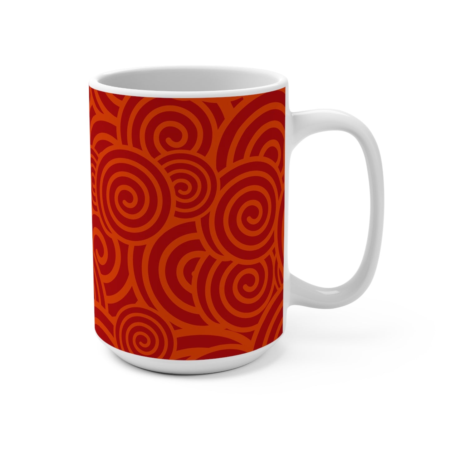Vibrant Red Swirl Pattern Coffee Mug - 15oz