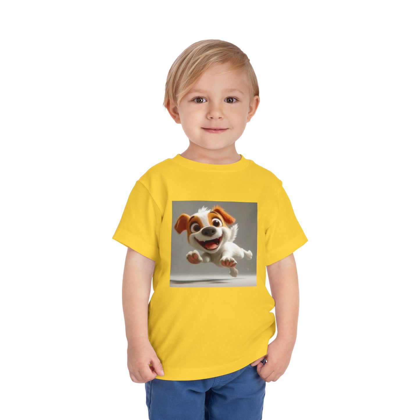 Cute Toddler Dog Jumping T-shirt & Heart, Adorable Kids T-Shirt, Pet Lover Gift, Animal Print Top, Birthday Outfit, Playwear for Toddlers