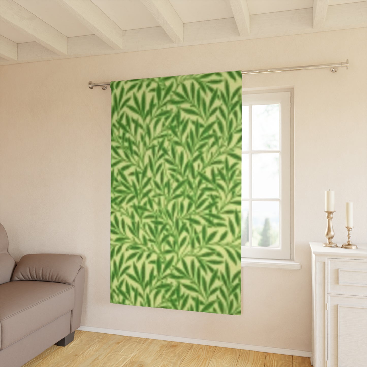 Botanical Green Leaf Window Curtain - Stylish Nature-Inspired Home Decor