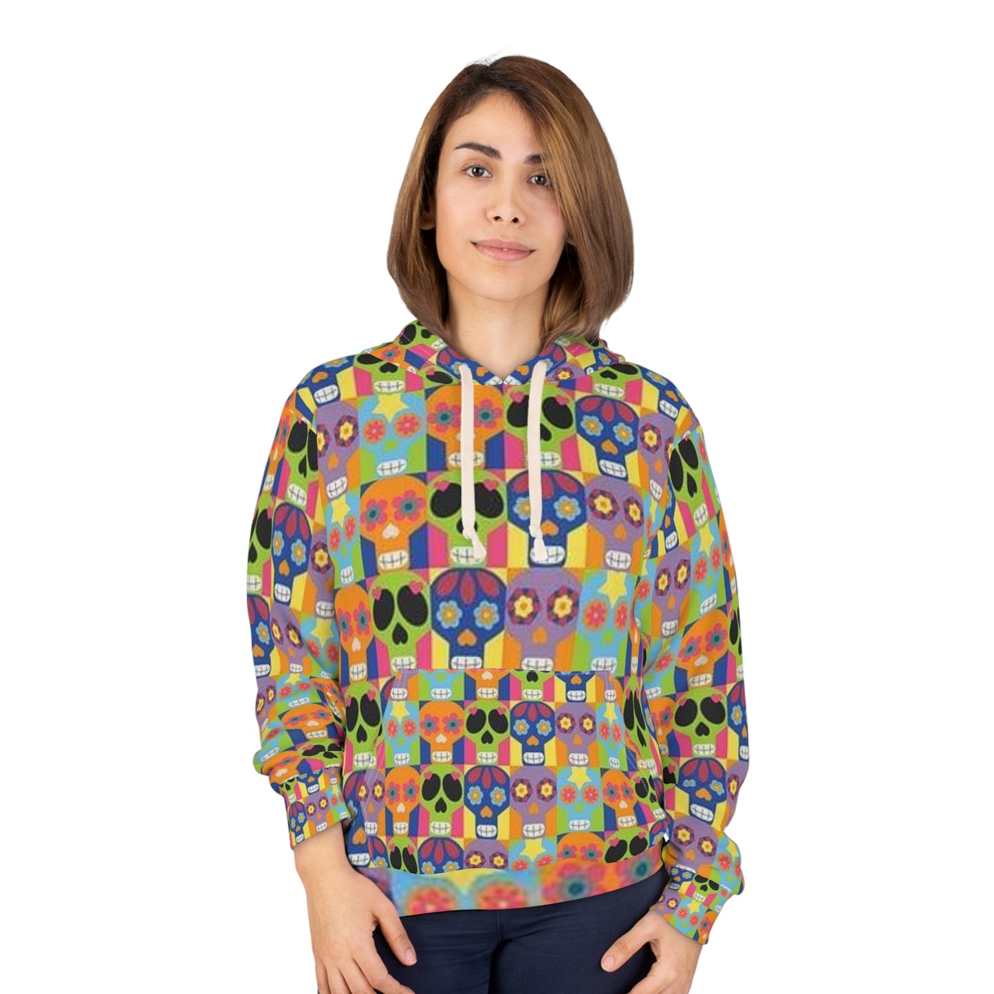 Sweat à capuche unisexe coloré motif tête de mort inspiré du Jour des morts 
