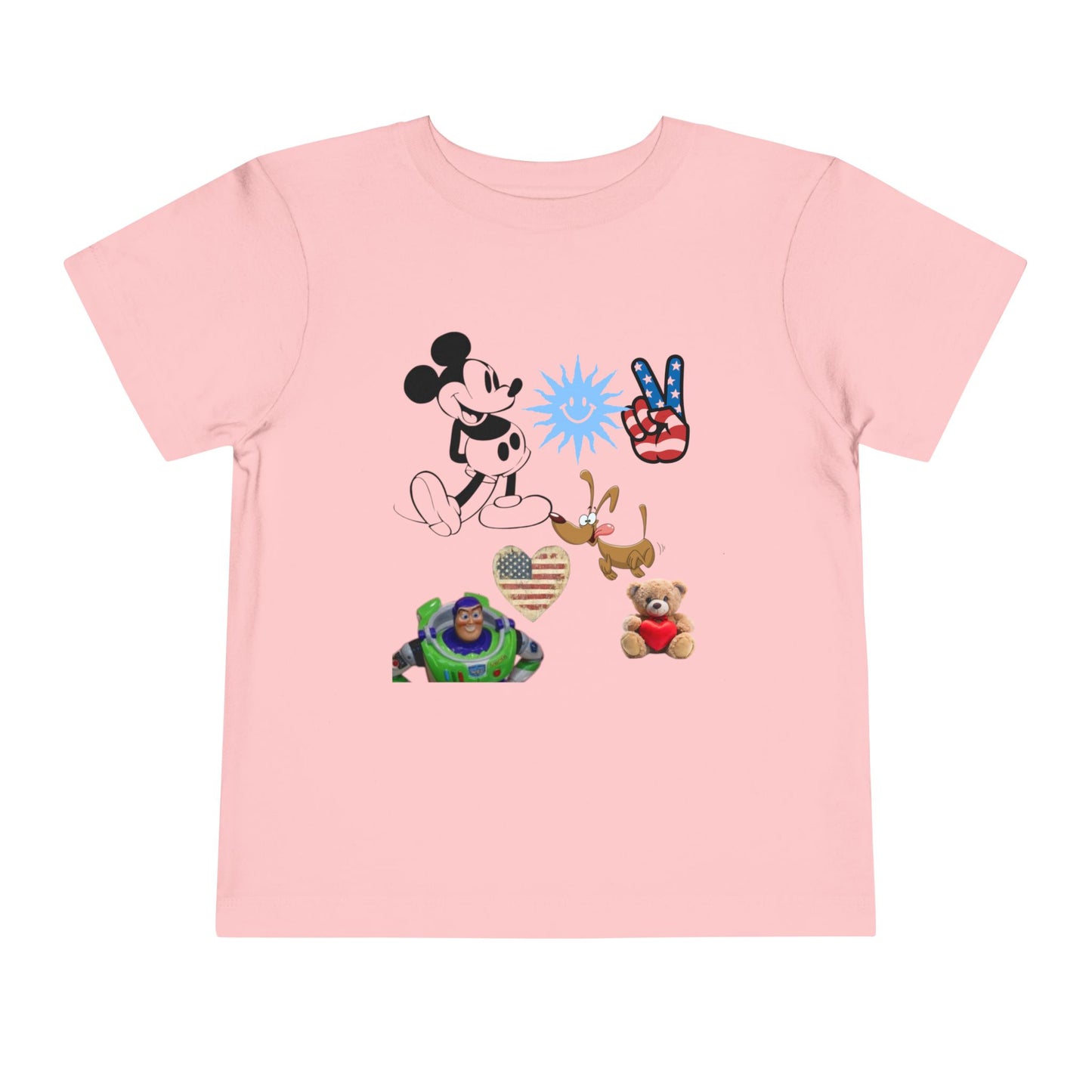 Mickey Mouse Buzz Lightyear Heart Teddy Bear Toddler Short Sleeve T-shirt