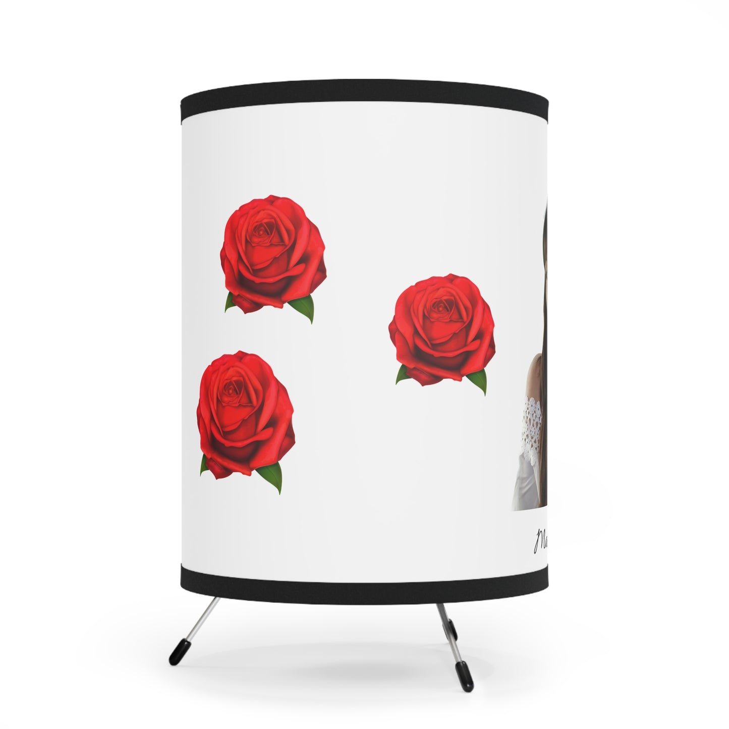 Romantic Rose Tripod Lamp with Custom Printed Shade