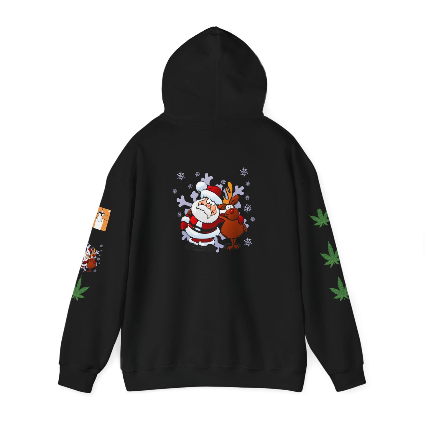 Sudadera con capucha Papá Noel Reno Hoja de marihuana
