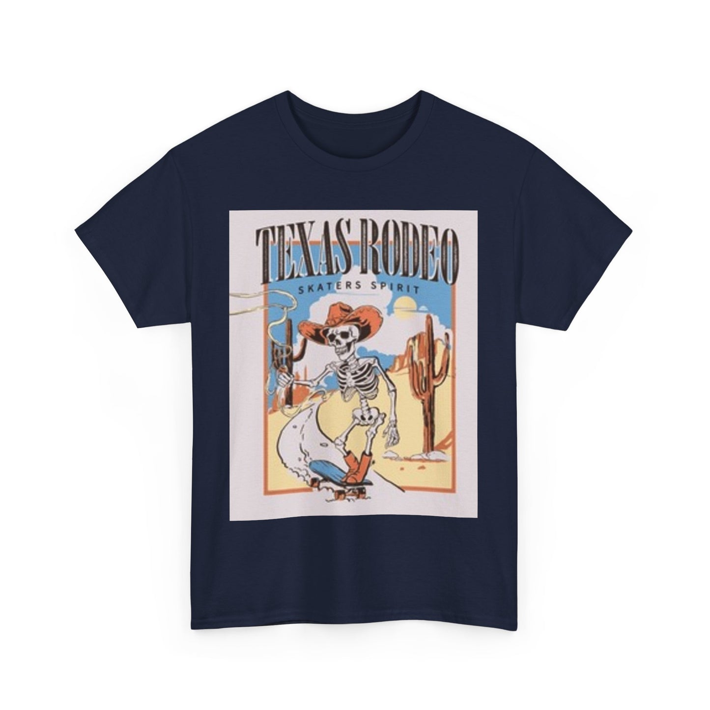 T-shirt unisexe en coton épais Texas Rodeo - Motif squelette 