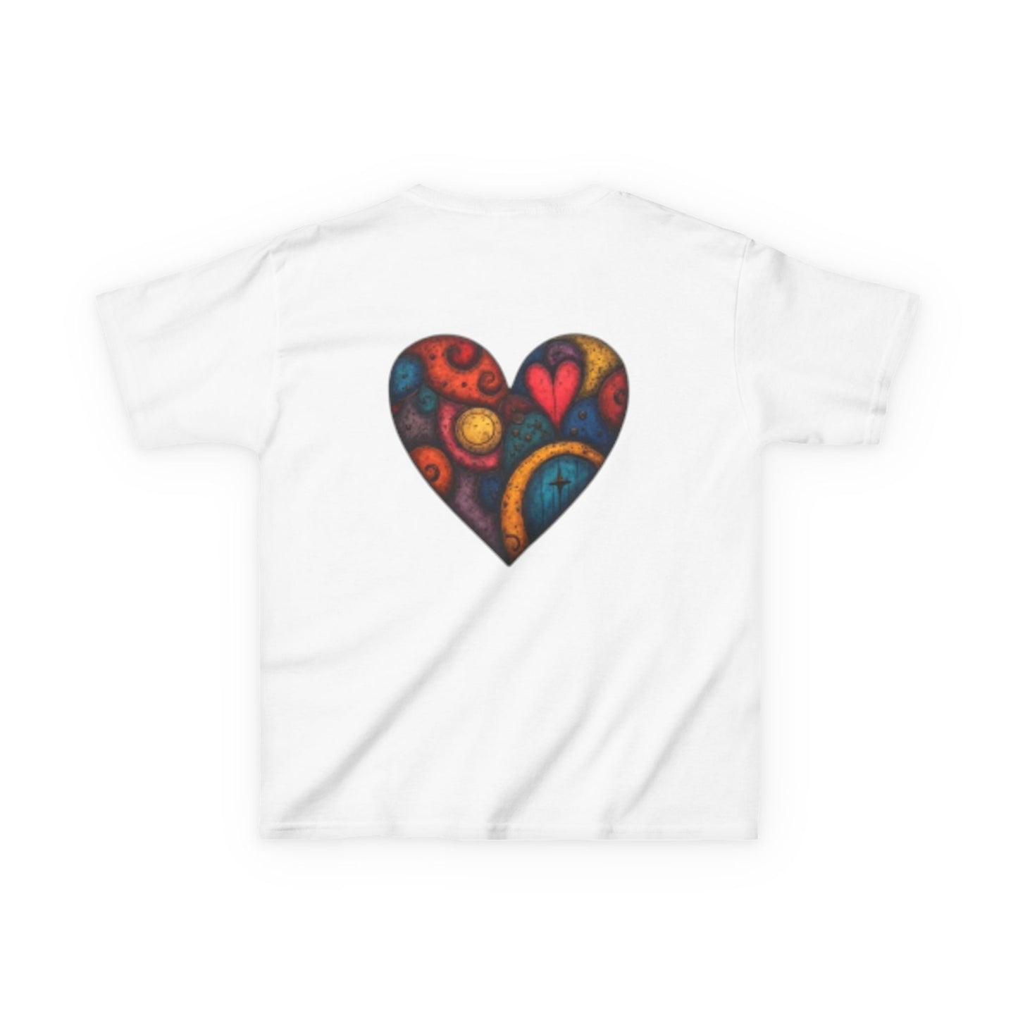 Children with Cats & Heart Kids Heavy Cotton T-shirt Looking Fabulous!