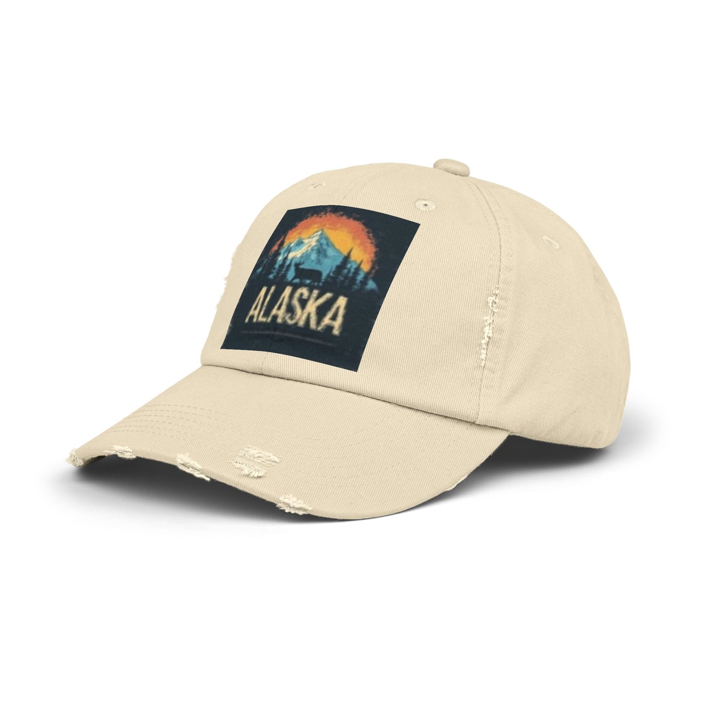 Gorra unisex desgastada - Gorra con gráfico vintage de montaña de Alaska 