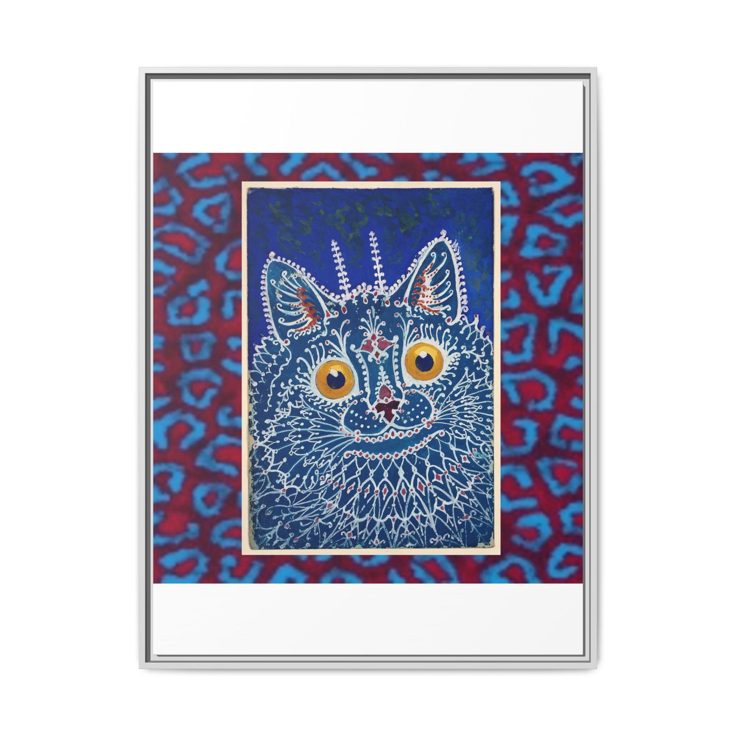 Colorful Cat Framed Matte Canvas Art - Whimsical Home Decor