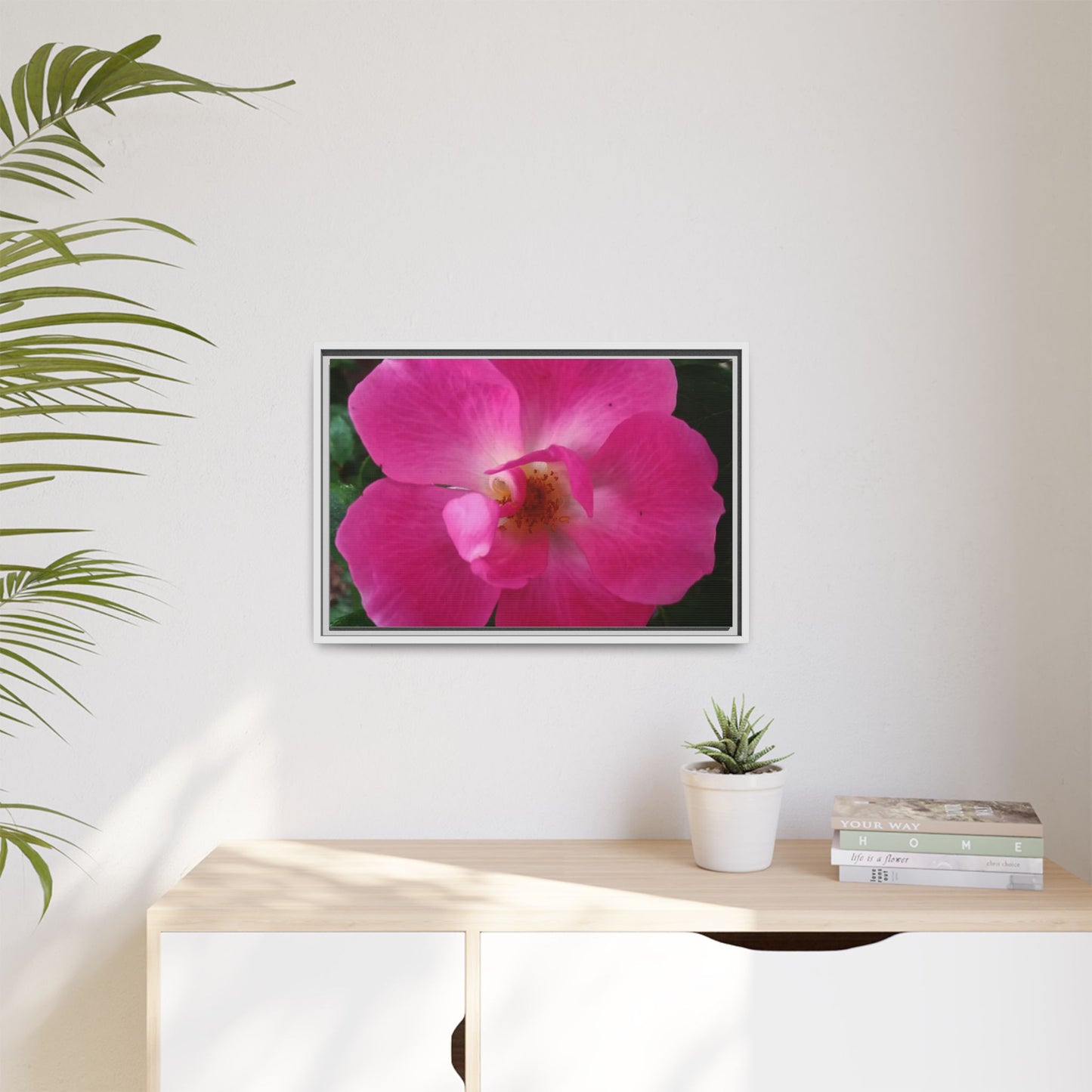 Framed Floral Canvas Art Print | Vibrant Pink Flower Decor, Wall Art for Home, Gift for Her, Mother's Day, Birthday