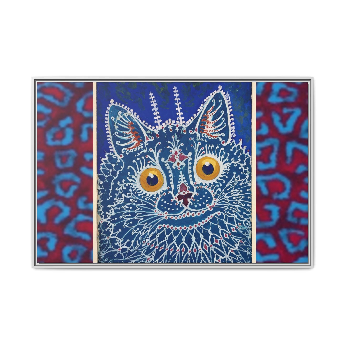 Colorful Cat Framed Matte Canvas Art - Whimsical Home Decor