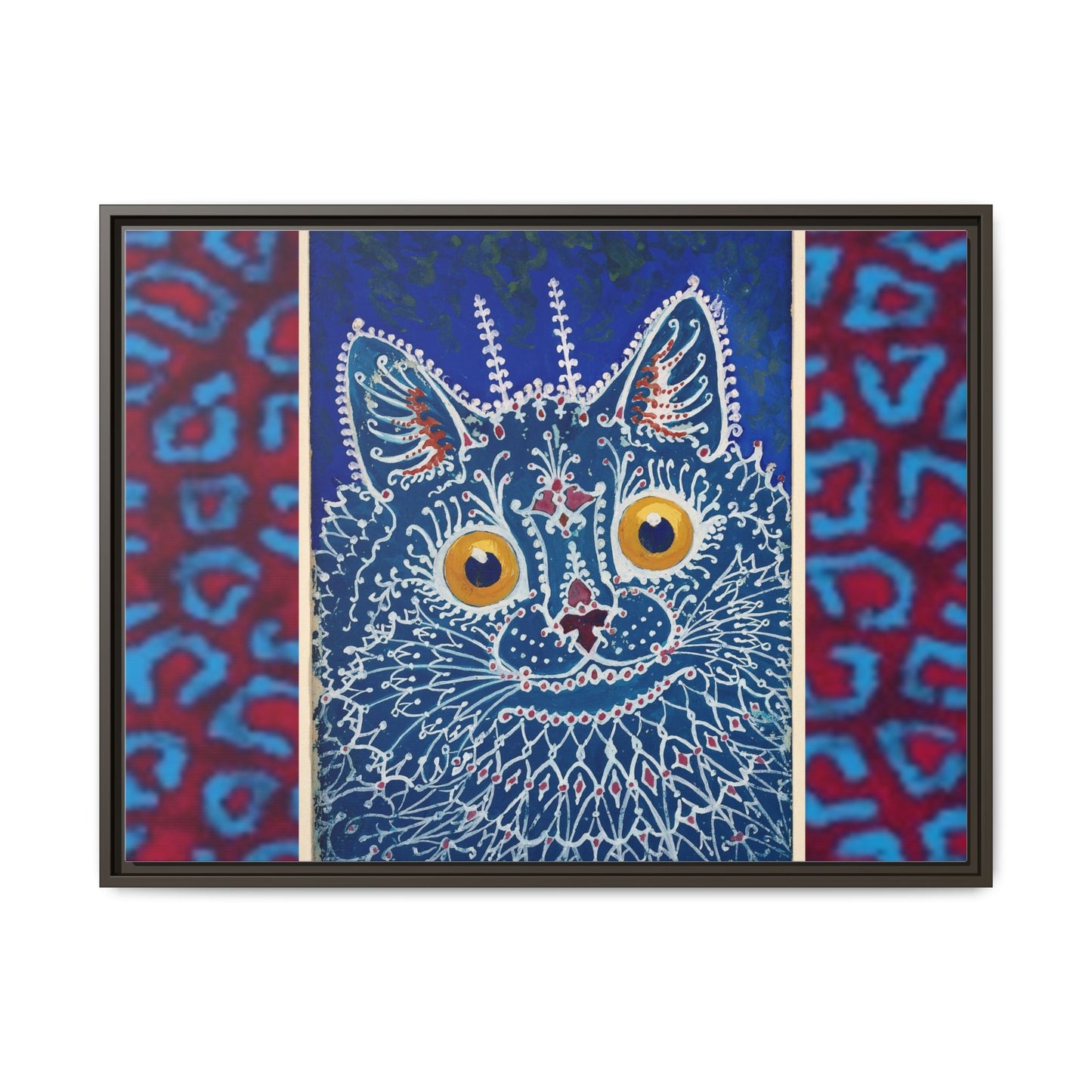 Colorful Cat Framed Matte Canvas Art - Whimsical Home Decor