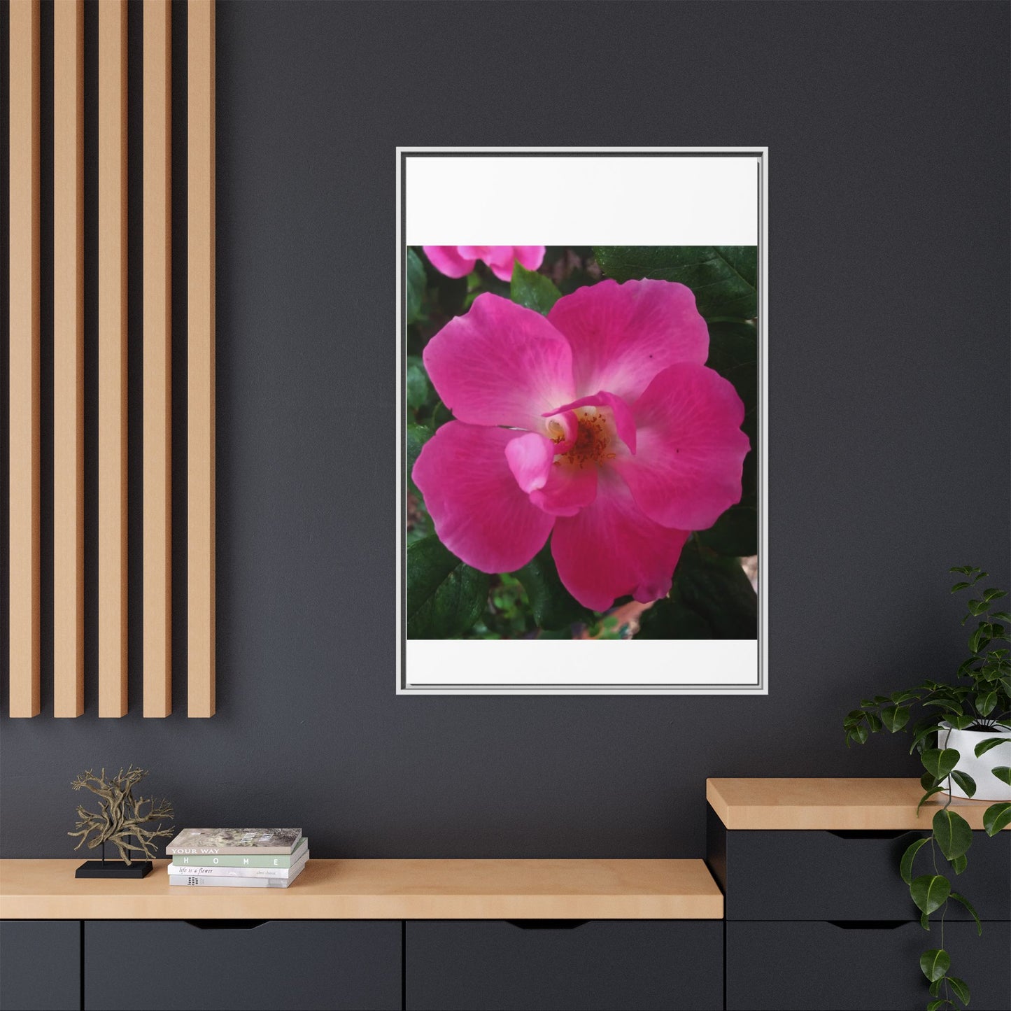 Framed Floral Canvas Art Print | Vibrant Pink Flower Decor, Wall Art for Home, Gift for Her, Mother's Day, Birthday