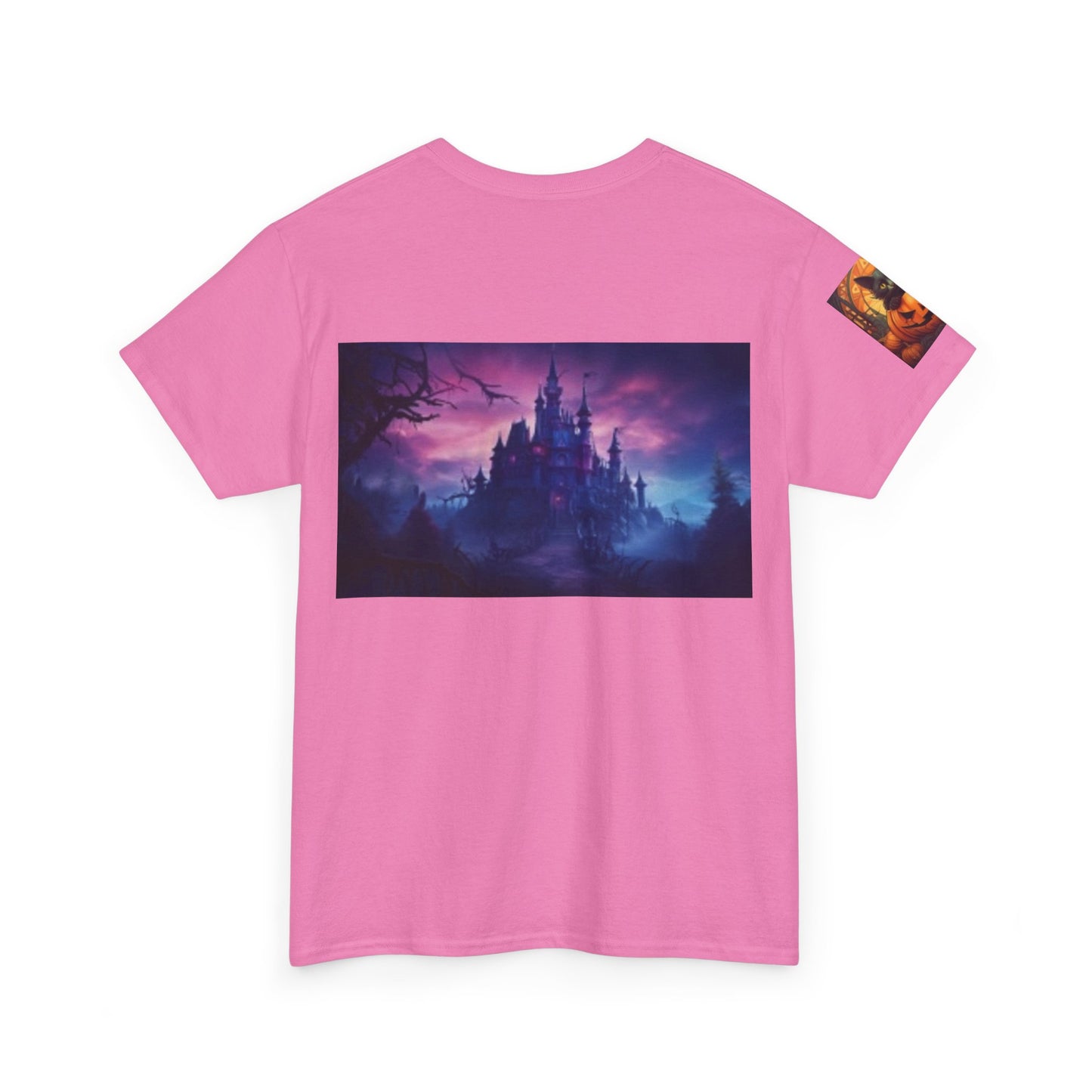 Witch Wine Castle Black Cat Unisex Heavy Cotton T-shirt