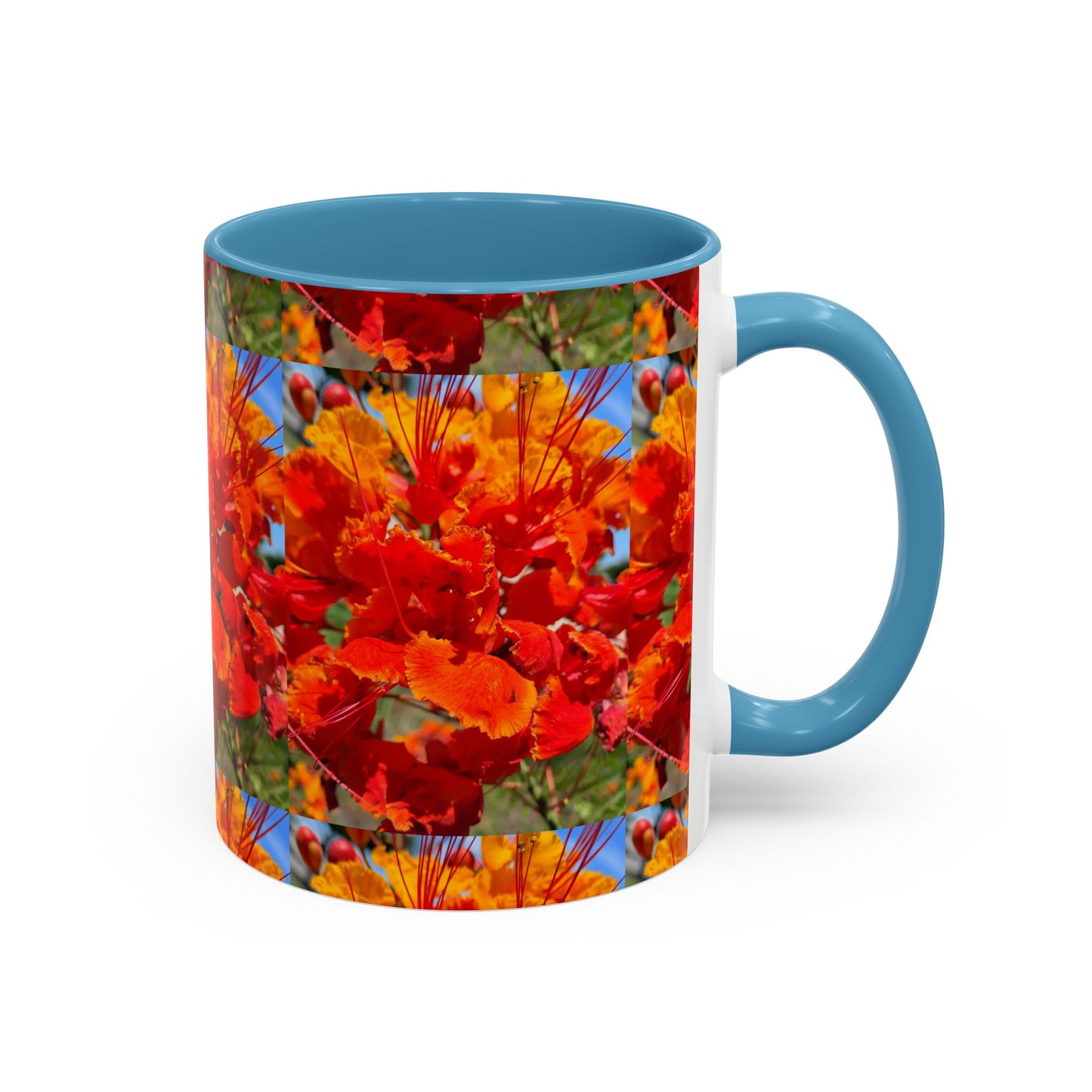 Orange Flowers Accent Coffee Mug 11 oz Great for Coffee Tea Milk Water Juice Ice Cream Soup