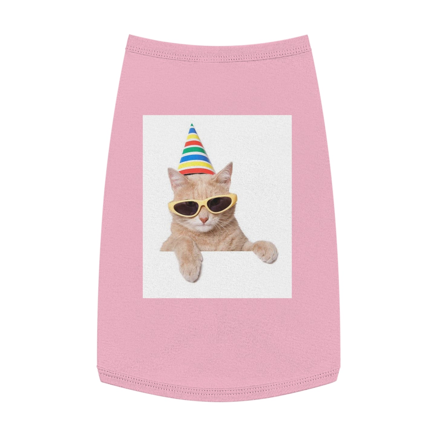 Pet Tank Top Cat with Party Hat Wearing Sunglasses