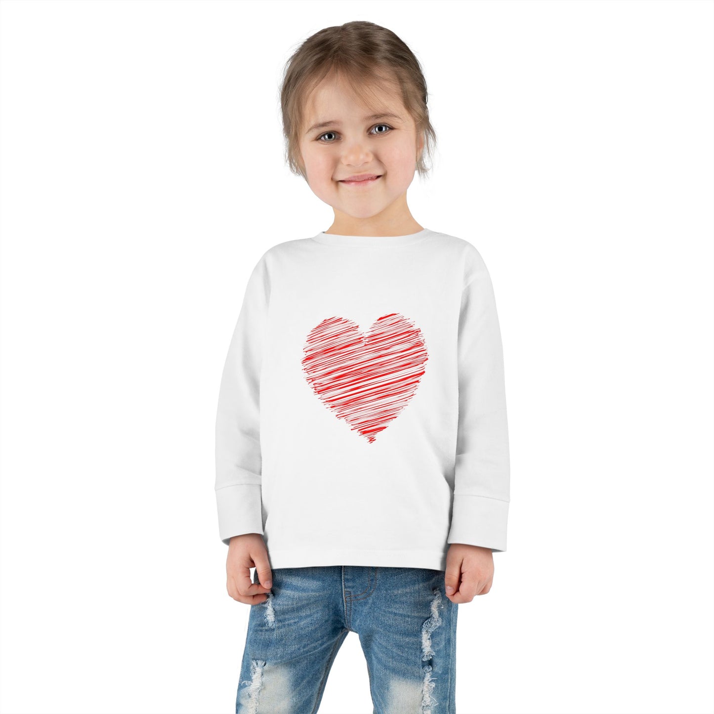 Heart & Pup Toddler Long Sleeve T-shirt | Cute Kids Shirt, Dog Lover Gift, Valentine's Day, Heart Shirt, Playful Toddler Apparel