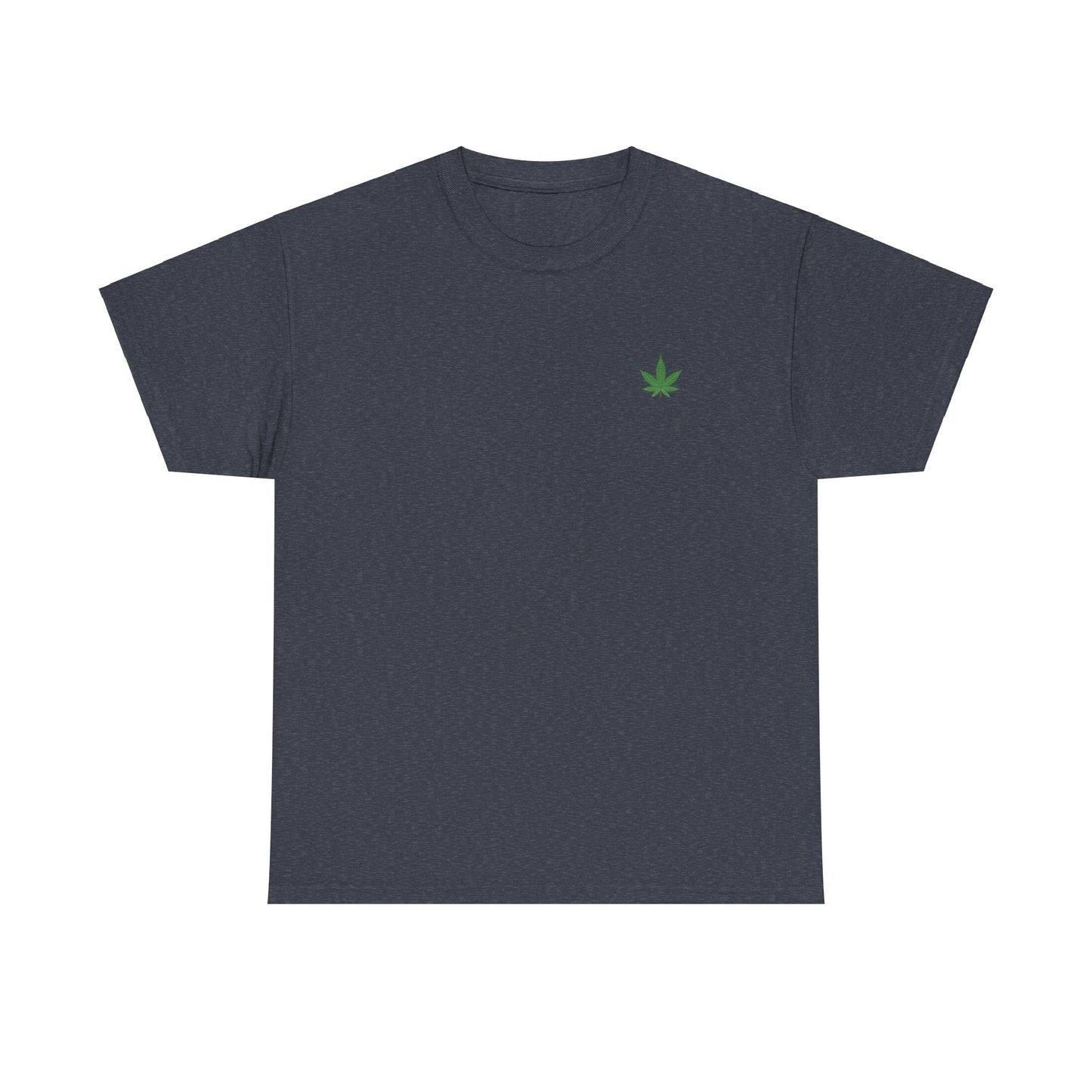 T-shirt unisexe en coton épais avec motif feuille de cannabis verte