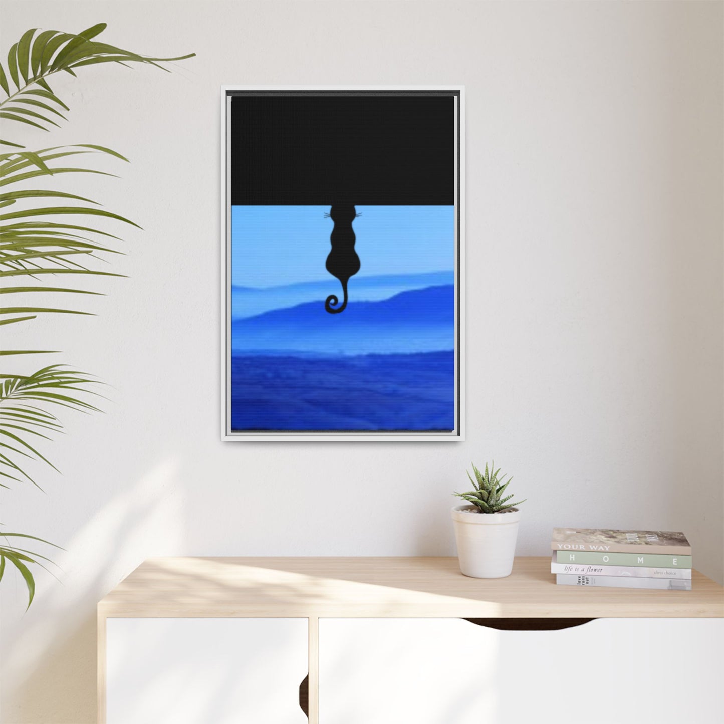 Framed Cat Silhouette Art Print, Wall Decor, Cat Lover Gift, Home Office Art, Pet Memorial