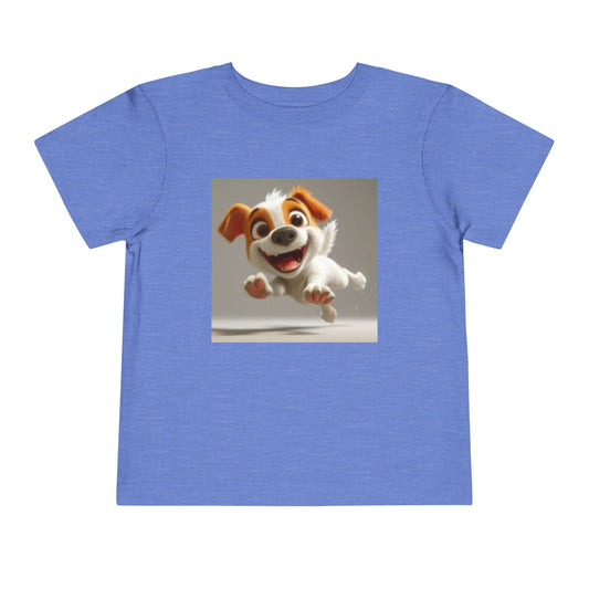 Cute Toddler Dog Jumping T-shirt & Heart, Adorable Kids T-Shirt, Pet Lover Gift, Animal Print Top, Birthday Outfit, Playwear for Toddlers