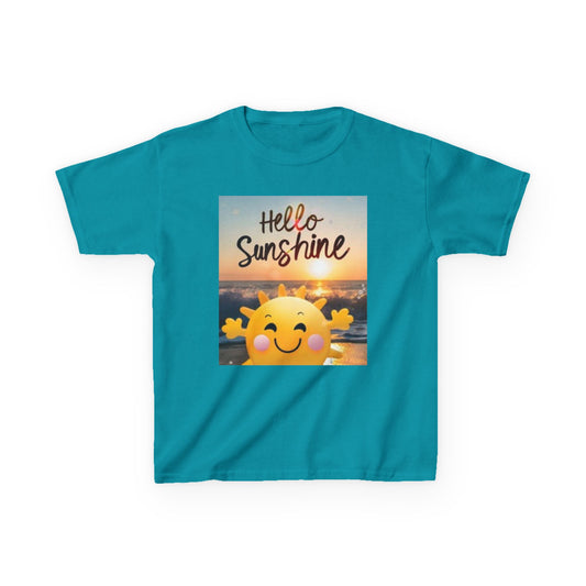 Kids T-shirt - 'Hello Sunshine' & Colorful Heart Designs - Fun & Playful Summer Wear