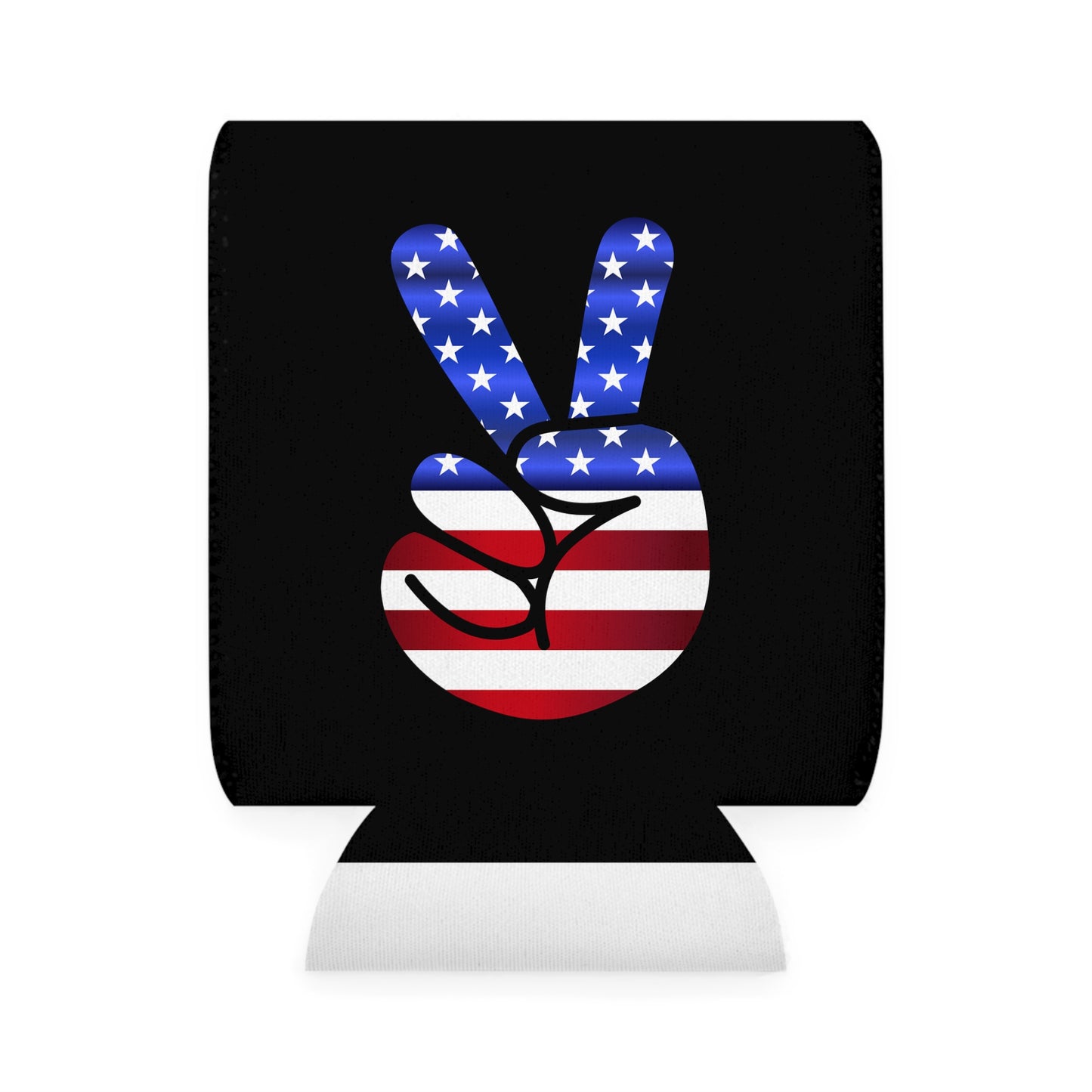 Can Cooler Sleeve Peace Sign Red White Blue Going to a Party!