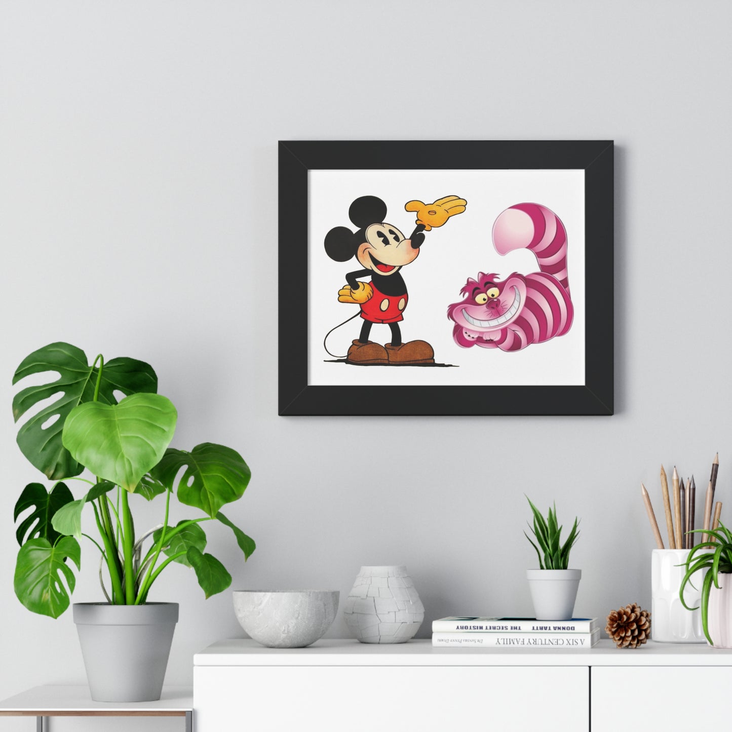 Framed Horizontal Poster Mickey Mouse & Cheshire Cat