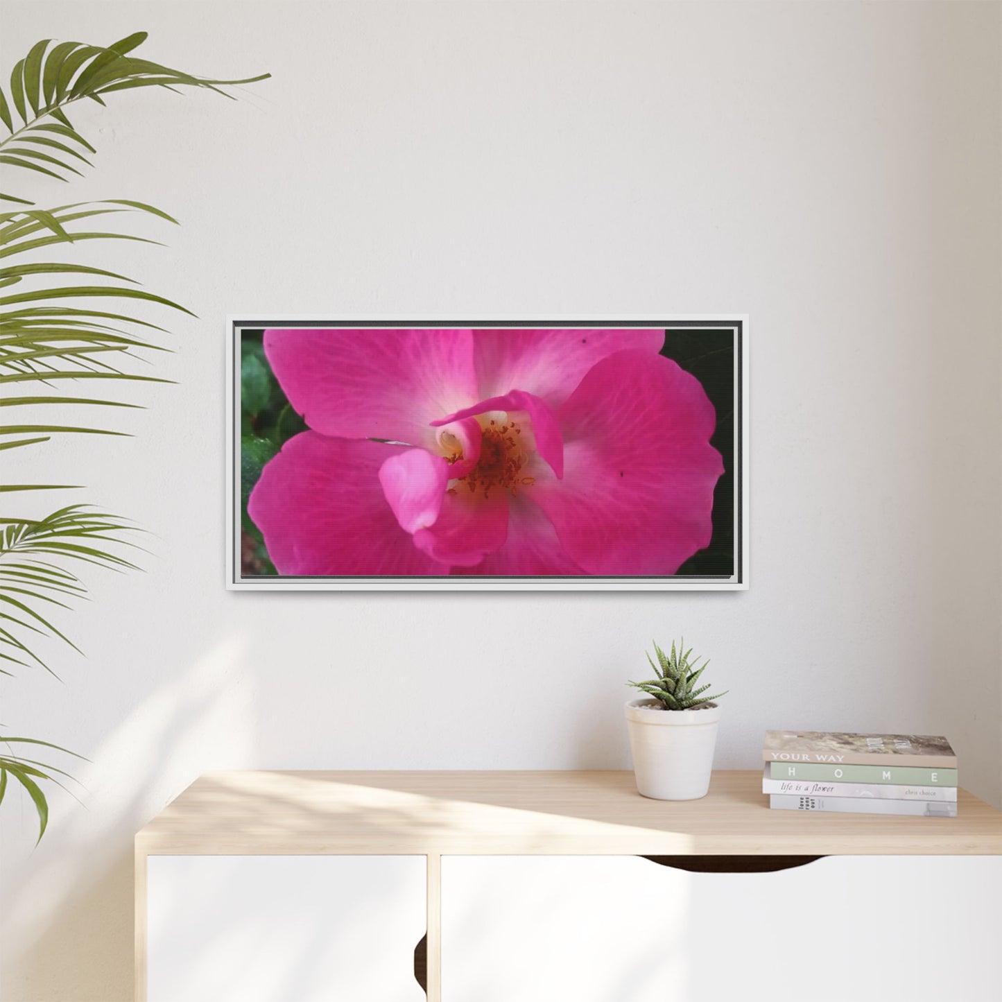Framed Floral Canvas Art Print | Vibrant Pink Flower Decor, Wall Art for Home, Gift for Her, Mother's Day, Birthday