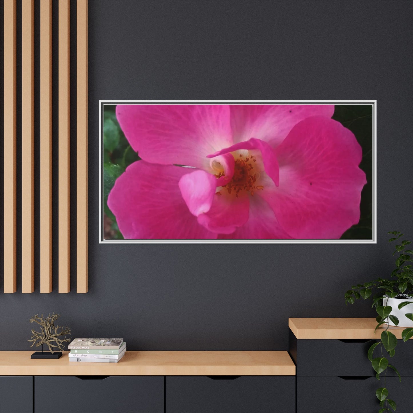 Framed Floral Canvas Art Print | Vibrant Pink Flower Decor, Wall Art for Home, Gift for Her, Mother's Day, Birthday