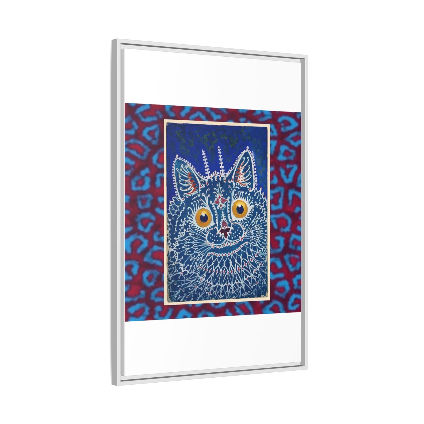 Colorful Cat Framed Matte Canvas Art - Whimsical Home Decor