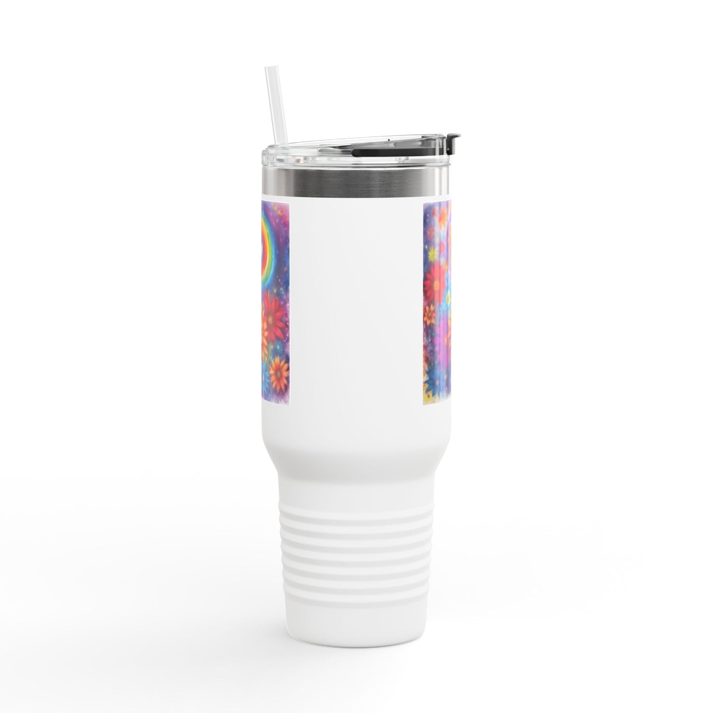 Colorful Floral Insulated Travel Mug - 40oz Rainbow Design