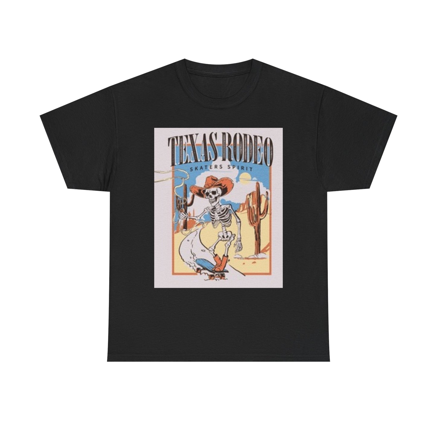 T-shirt unisexe en coton épais Texas Rodeo - Motif squelette 