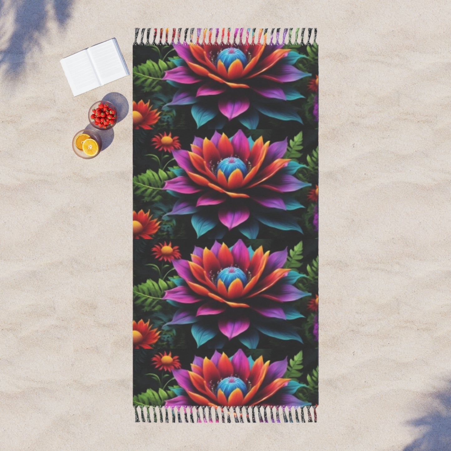 Beach Towel 38"x81" Size Flowers Let's go to Cocoa Beach in Florida