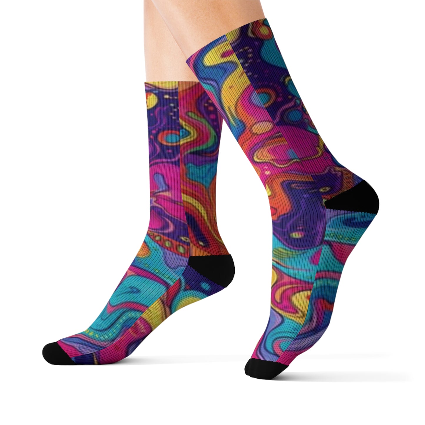 Vibrant Sublimation Socks – Colorful Abstract Design for Everyday Comfort