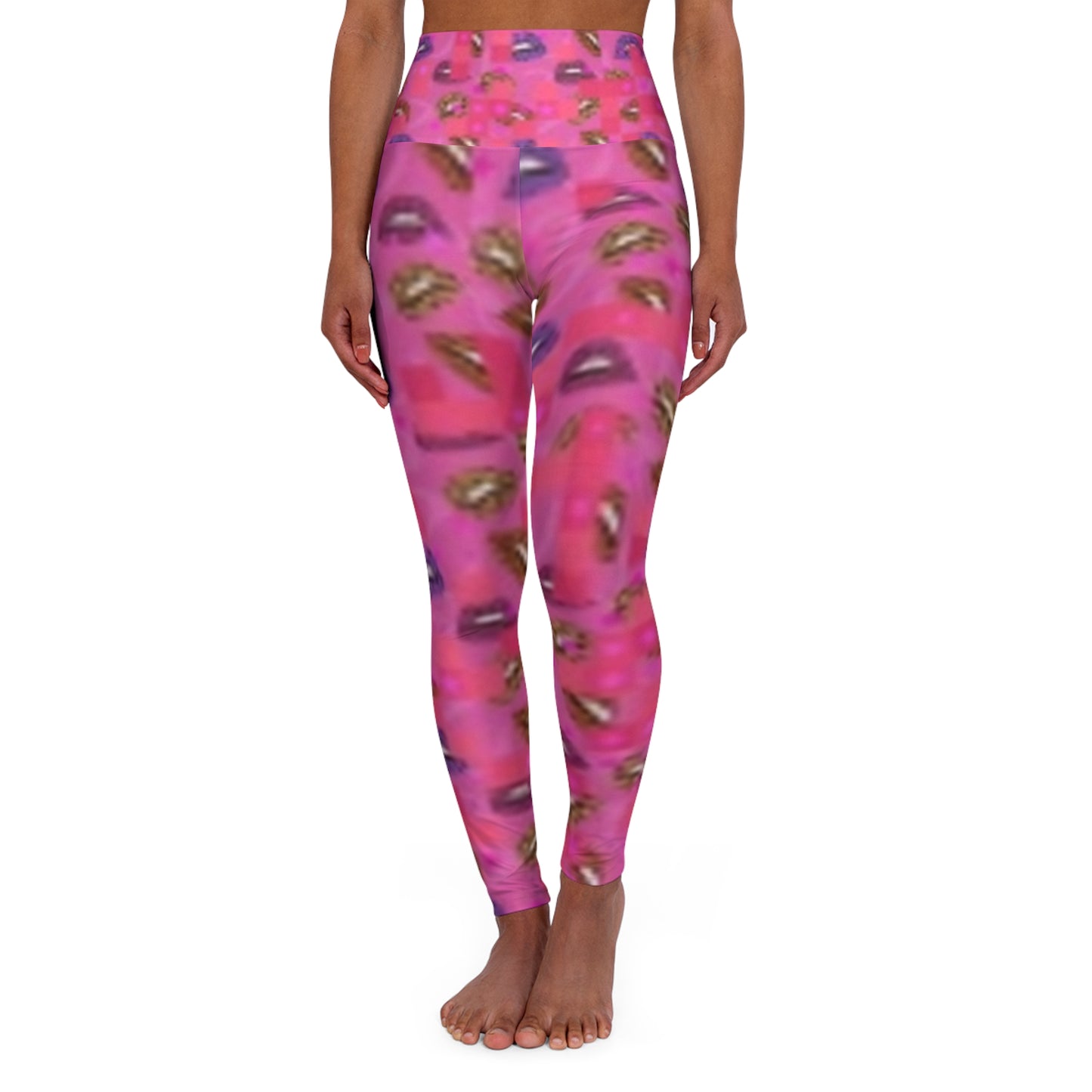 Leggings de yoga de cintura alta con estampado de besos: ropa deportiva cómoda y elegante