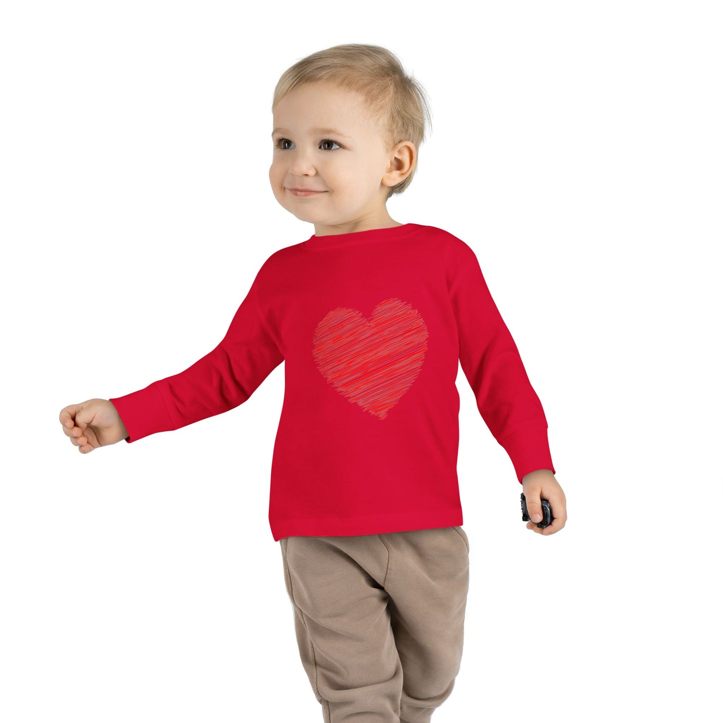 Heart & Pup Toddler Long Sleeve T-shirt | Cute Kids Shirt, Dog Lover Gift, Valentine's Day, Heart Shirt, Playful Toddler Apparel