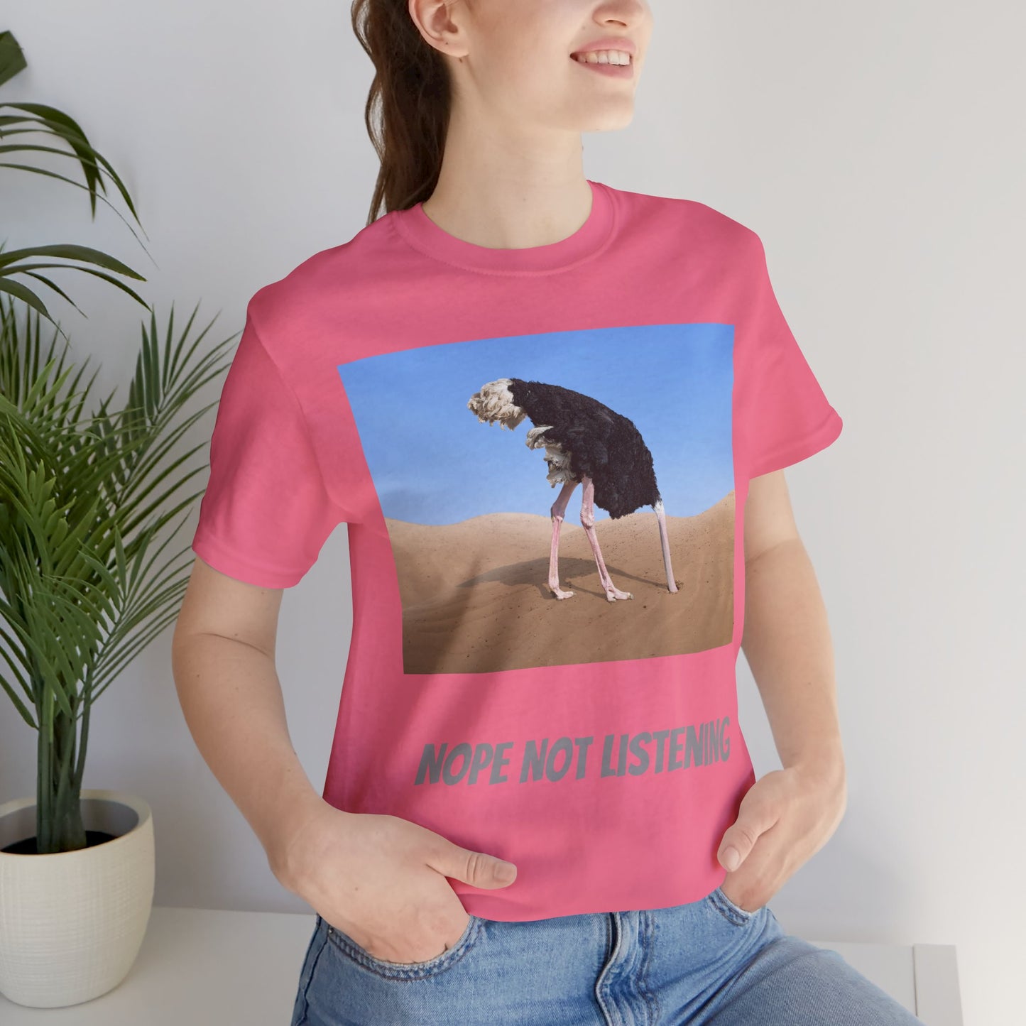 Camiseta avestruz no, no escucho