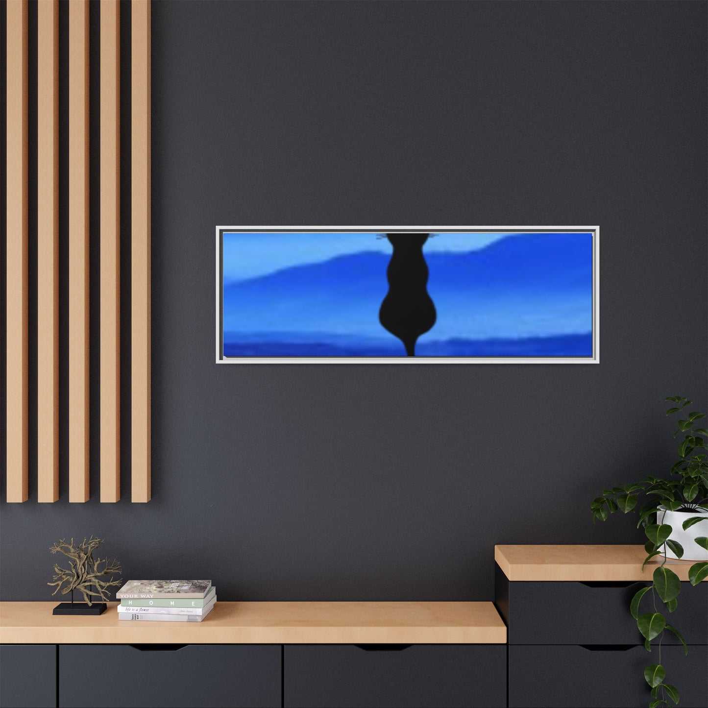 Framed Cat Silhouette Art Print, Wall Decor, Cat Lover Gift, Home Office Art, Pet Memorial