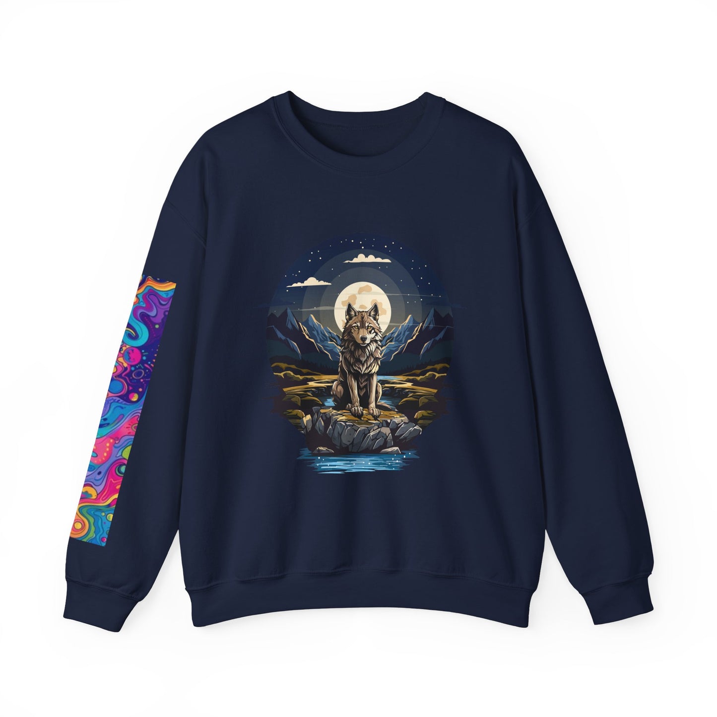 Sudadera unisex de cuello redondo con estampado animal artístico: diseños atrevidos para amantes de los perros y los lobos. 