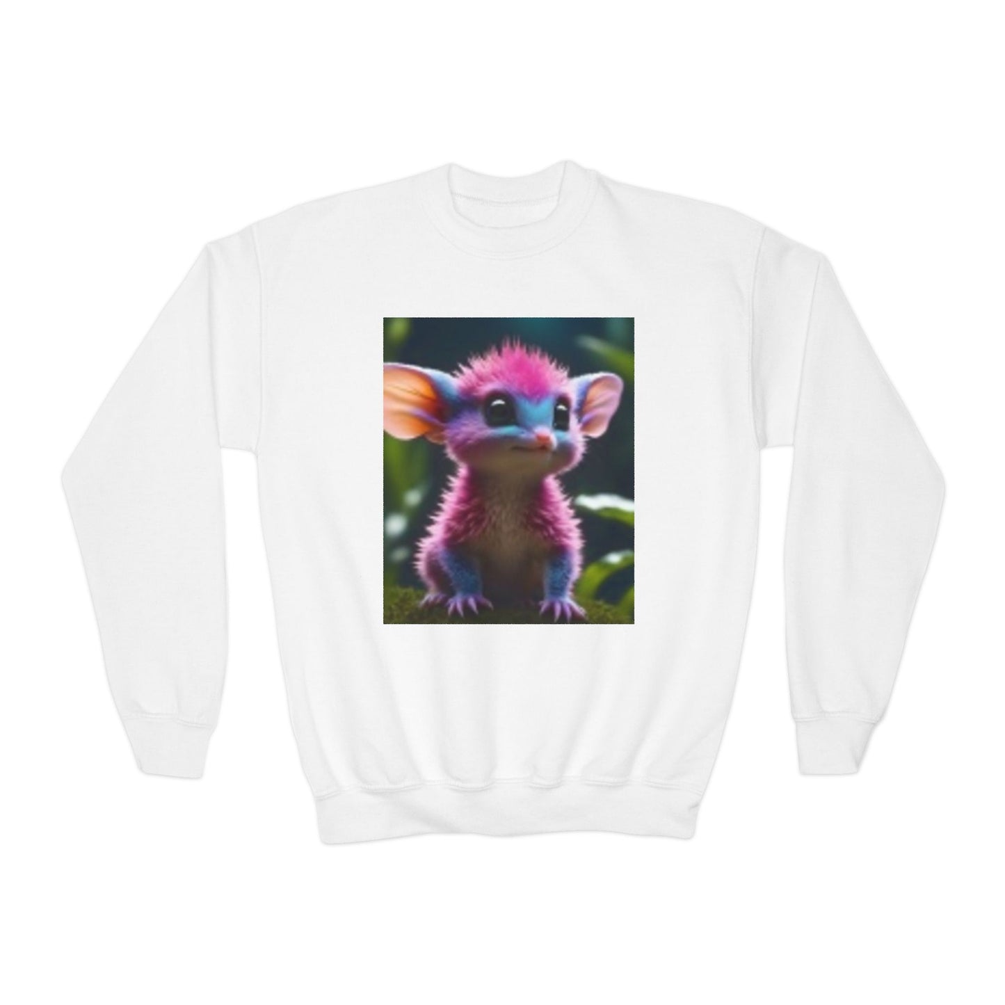 Sweat-shirt ras du cou pour jeunes avec adorable imprimé créature fantastique 