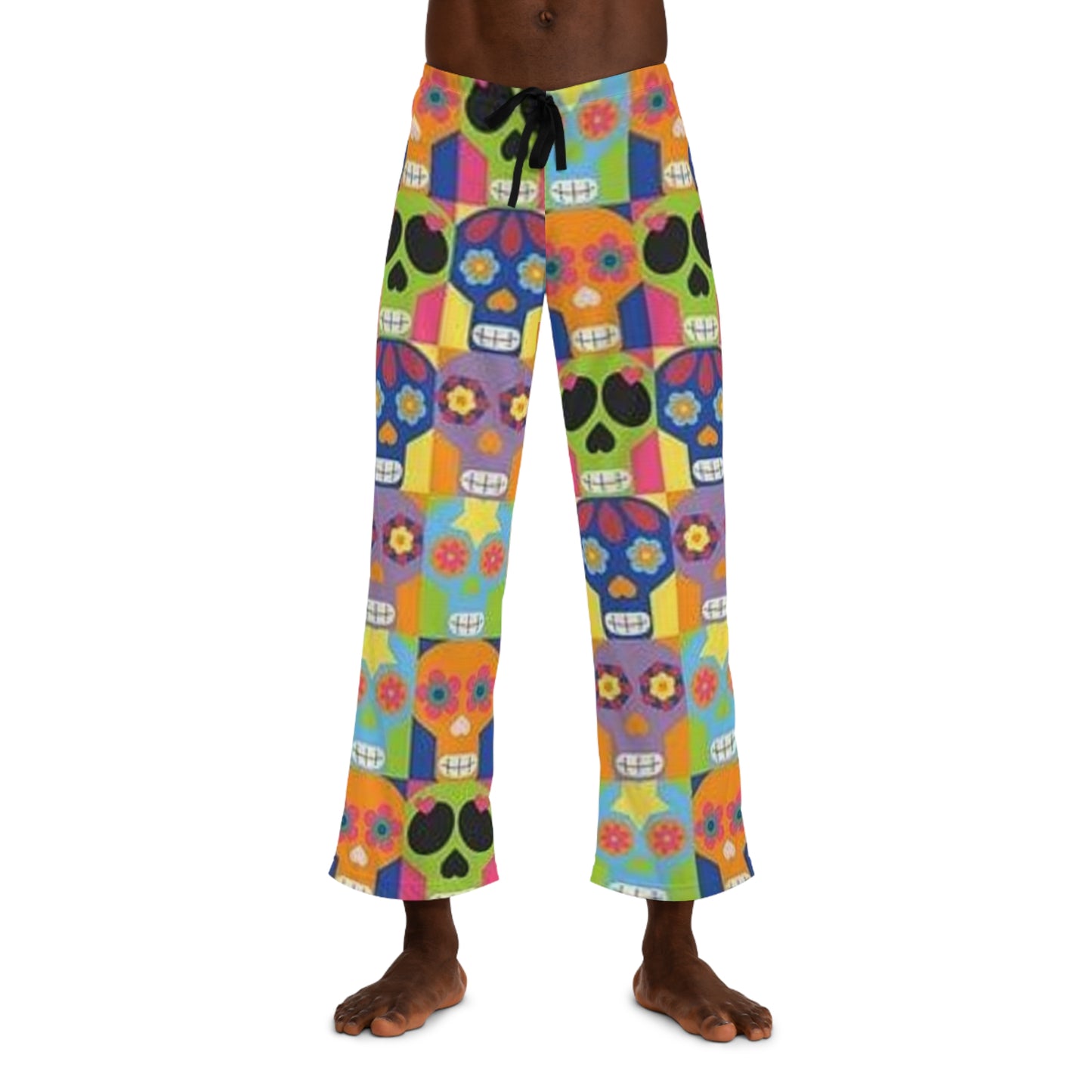 Colorful Skull Print Men's Pajama Pants - Perfect for Halloween and Casual Comfort
