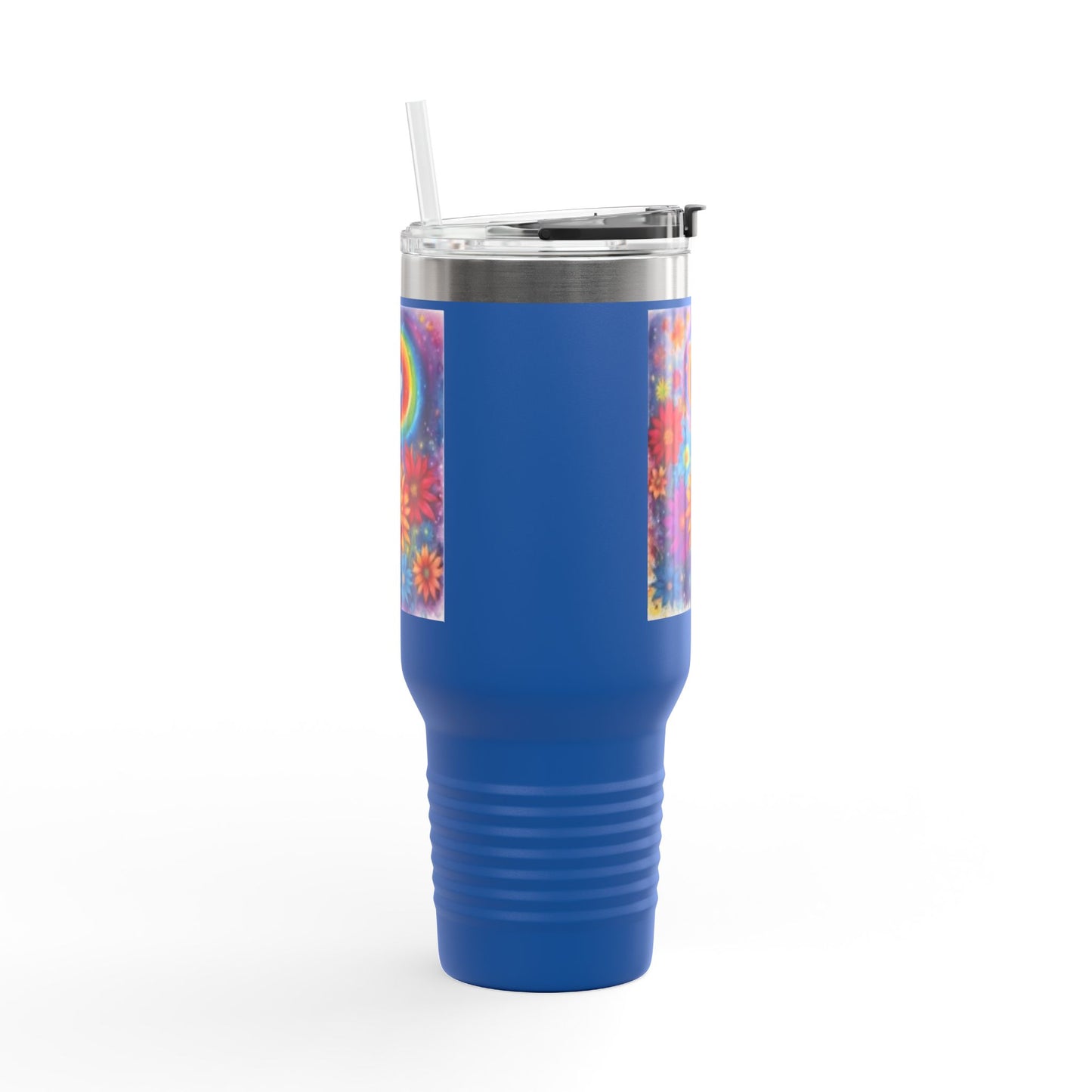 Colorful Floral Insulated Travel Mug - 40oz Rainbow Design