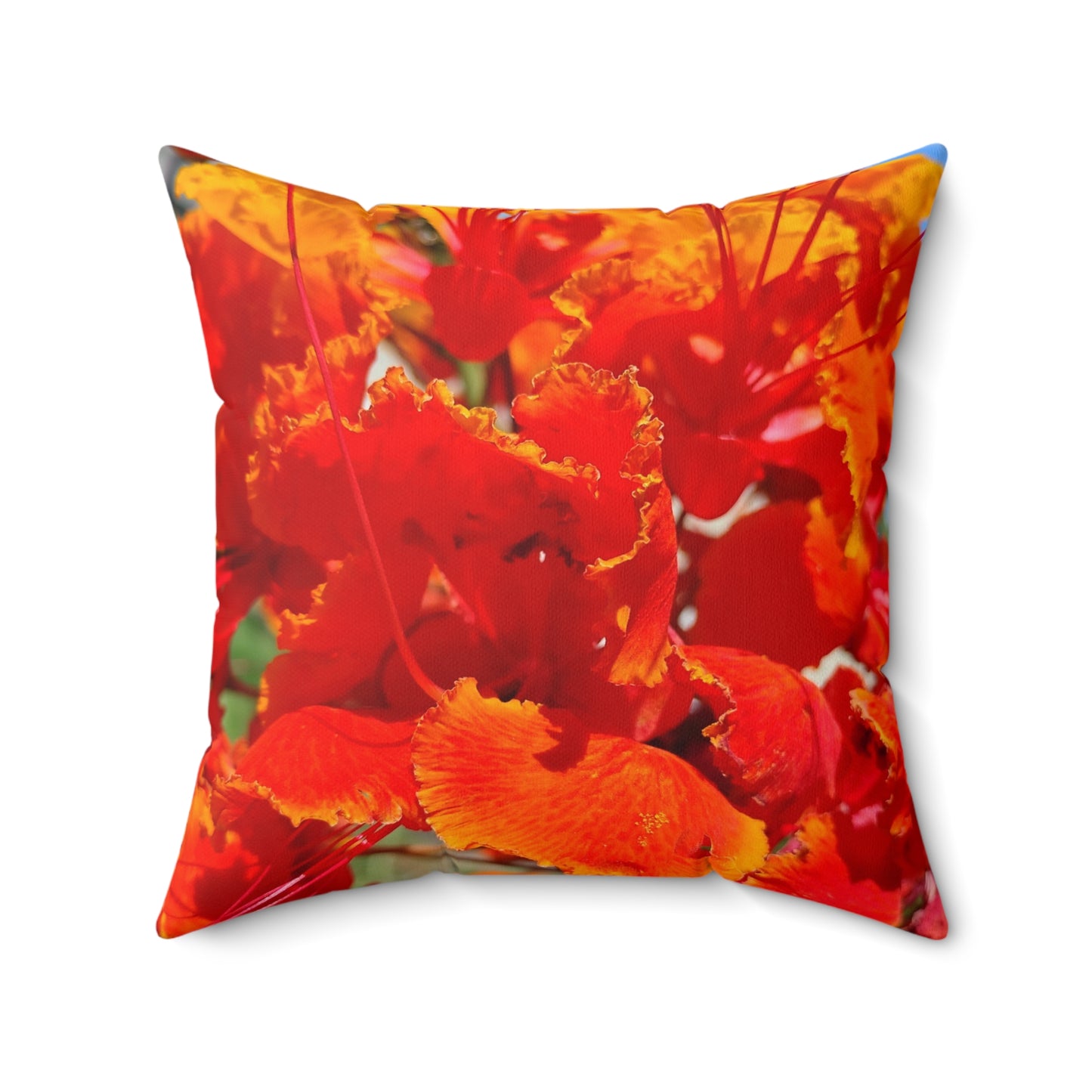 Vibrant Orange Flowers Square Pillow